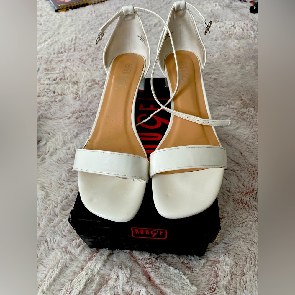 Short white heels